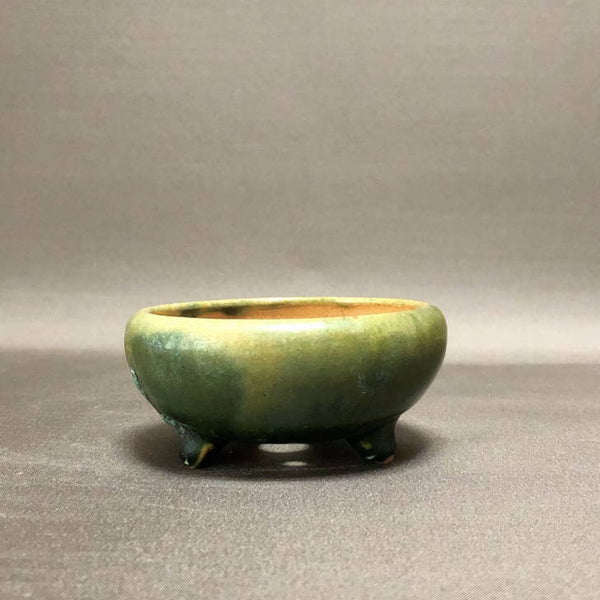 中古盆栽鉢 平安虹泉 小鉢 長辺 約9cm 丸鉢 釉薬  中古鉢 g1198416137