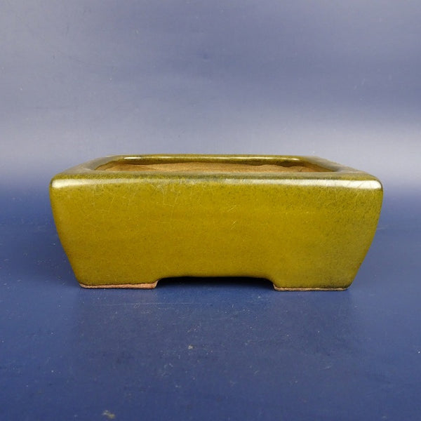 中古盆栽鉢 夢寿蔵 小鉢 長辺 約11cm 長方鉢 切足 釉薬  中古鉢 w1198407240