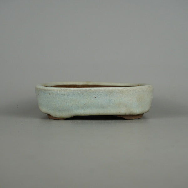 中古盆栽鉢 平安 虹泉 小型 長辺 約 14cm 長方鉢 撫角 釉薬  中古鉢 l1198406647