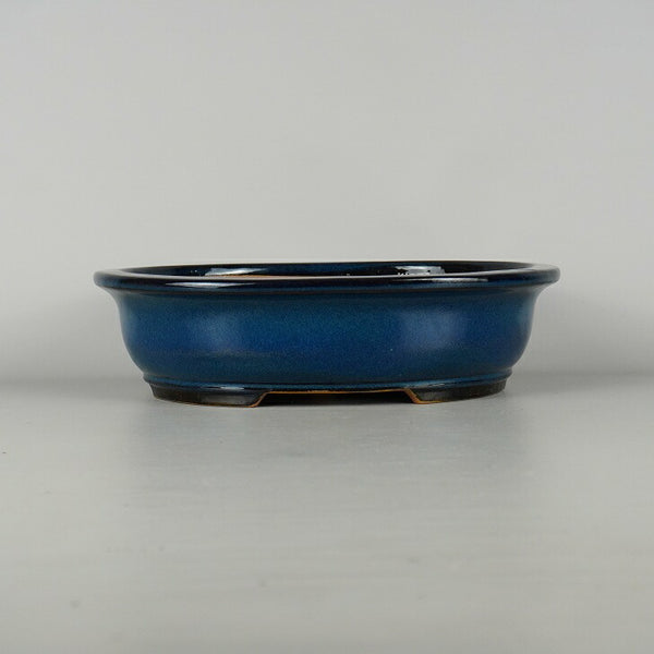 中古盆栽鉢 常滑 山房 中型 長辺 約 31.5cm 楕円鉢 下帯 釉薬  中古鉢 f1198406597