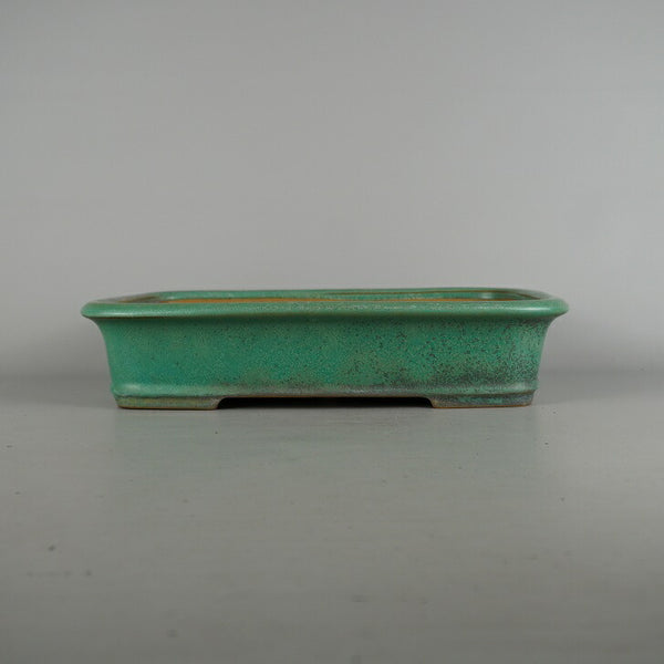 中古盆栽鉢 常滑 山房造 鳳舟 中型 長辺 約 34.5cm 長方鉢 縁付 下帯 釉薬  中古鉢 d1198421536