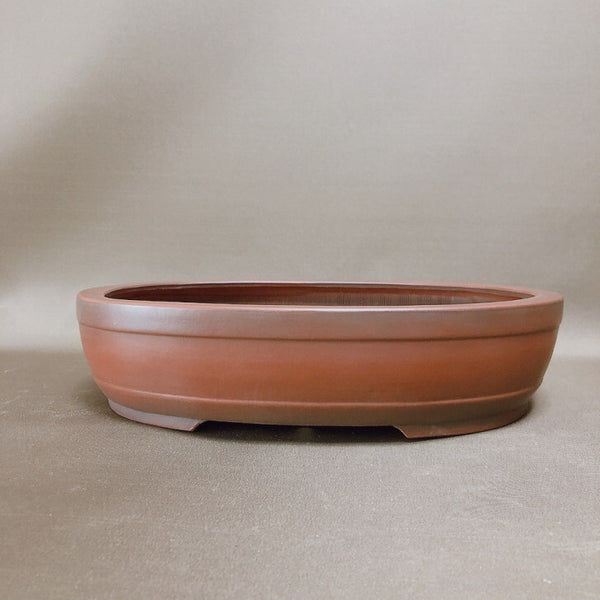 盆栽鉢 常滑 美芸造 中型 長辺 約31.8cm カマ傷あり 楕円鉢 泥物 f1198412766