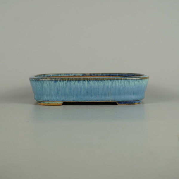 中古盆栽鉢 常滑 山房 小型 長辺 約 16.5cm 長方鉢 撫角 釉薬  中古鉢 v1198437779