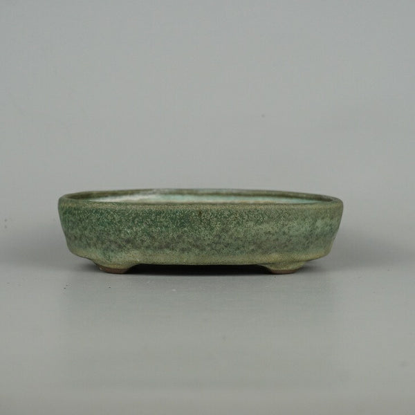 中古盆栽鉢 遊見 小型 長辺 約13.5cm 楕円鉢 釉薬  中古鉢 1198400997