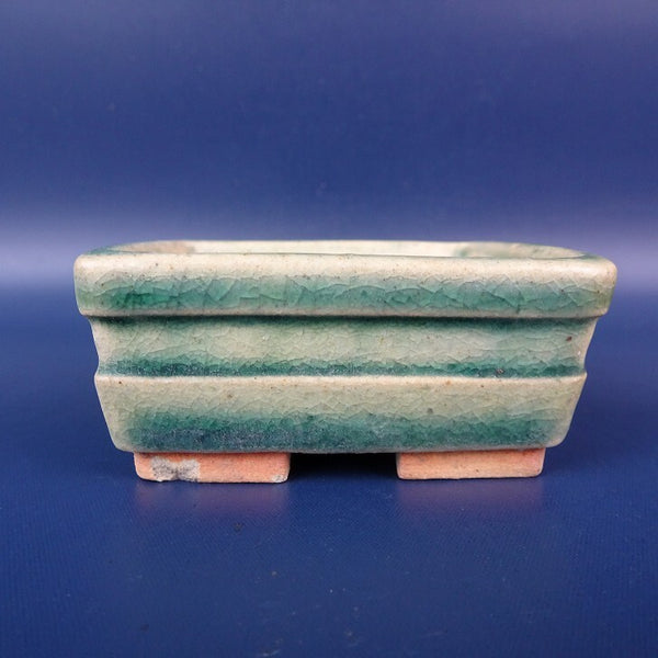 中古盆栽鉢 山石 小鉢 長辺 約7cm 長方鉢 釉薬  中古鉢 v1198437427
