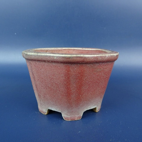 中古盆栽鉢 柴勝 小鉢 長辺 約8.5cm 六角鉢 外縁 釉薬  中古鉢 h1198428013