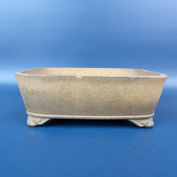 中古盆栽鉢 常滑 陶昇造 小型 長辺 約15cm 長方鉢 雲足 泥鉢  中古鉢 j1198410993