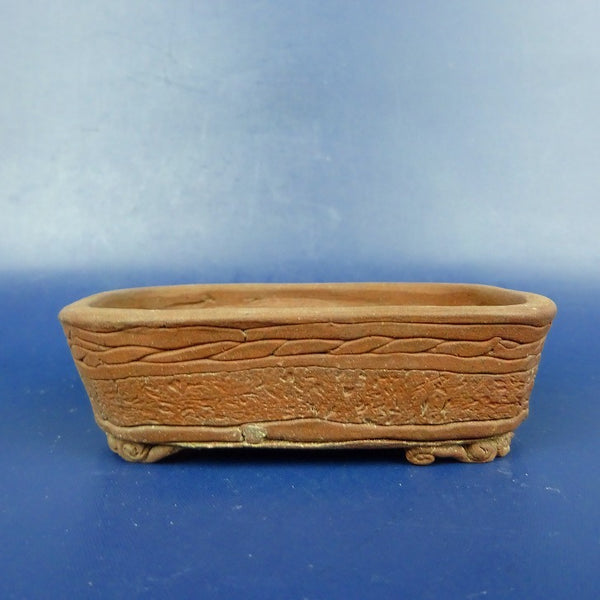 中古 盆栽鉢 泥珠 小鉢 長辺 約9cm 長方鉢 雲足 泥鉢  中古鉢 o1198425829