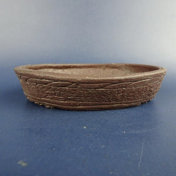 中古盆栽鉢 泥珠 小型 長辺 約10cm 楕円鉢 泥鉢  中古鉢 b1198419230