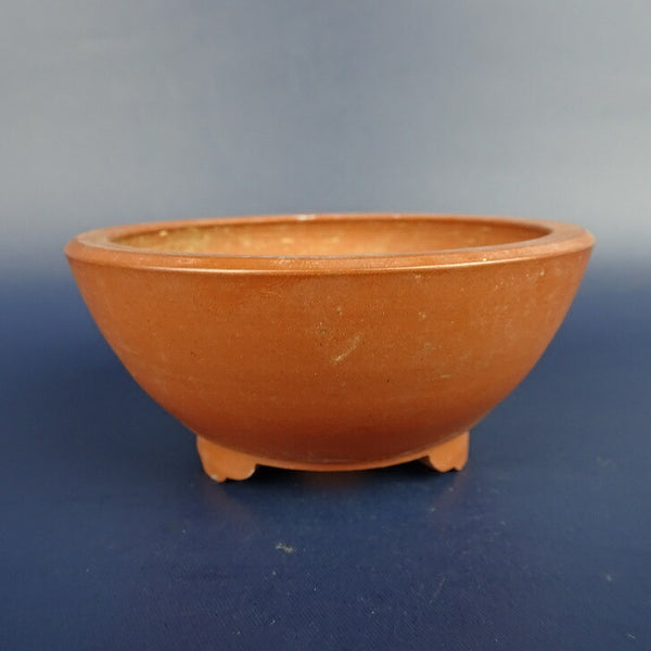 中古盆栽鉢 落款あり 小鉢 長辺 約8.8cm 丸鉢 泥鉢  中古鉢 1198401598