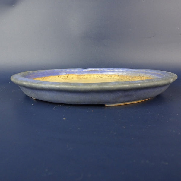 中古盆栽鉢 蕾 中型 長辺 約20.5cm 変形 丸鉢 外縁 釉薬  中古鉢 c1198413058