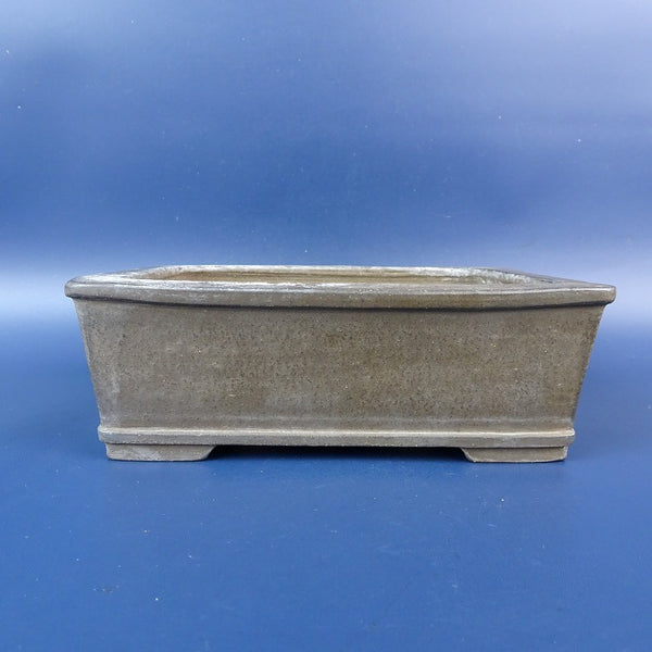 中古盆栽鉢 立華堂製 小型 長辺 約15.8cm 長方鉢 下帯 泥鉢  中古鉢 s1198409349
