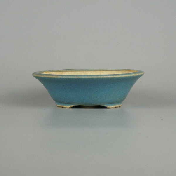 中古 盆栽鉢 美功 小型 長辺 約 12.3cm 丸鉢 釉薬  中古鉢 w1198409839