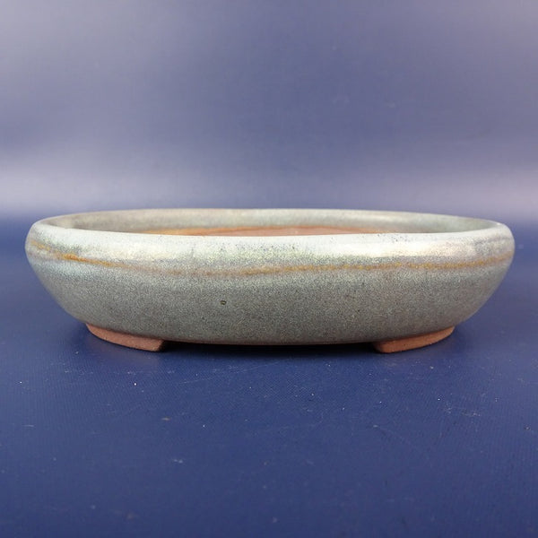 中古盆栽鉢 線栽 小型 長辺 約11.5cm 楕円鉢 釉薬  中古鉢 s1198418106