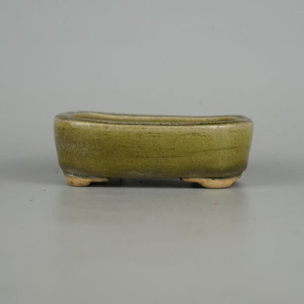 中古盆栽鉢 江月作 小型 長辺 約10cm 長方鉢 撫角 釉薬  中古鉢 j1198418512