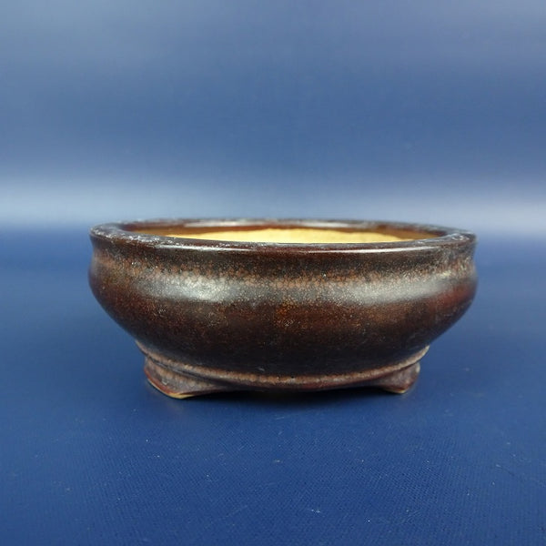中古盆栽鉢 俊 小鉢 長辺 約7.7cm 丸鉢 外縁 釉薬  中古鉢 l1198409686
