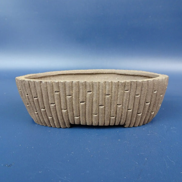 中古盆栽鉢 翠園 小型 長辺 約10.7cm 楕円鉢 泥鉢  中古鉢 g1198413948