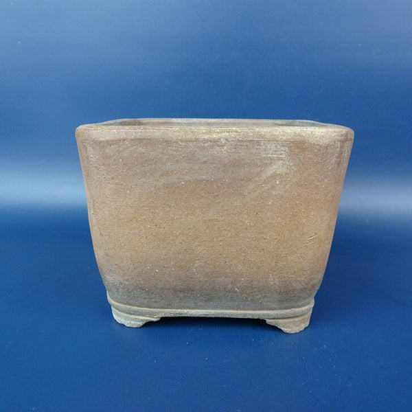 中古盆栽鉢 八重 小型 長辺 約11.7cm 正方鉢 下帯 泥鉢  中古鉢 o1198422488