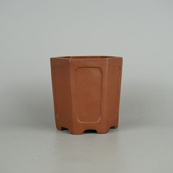 中古盆栽鉢 小平盆 小鉢 長辺 約 9.7cm 五角鉢 窓入 泥物  中古鉢 u1198422298