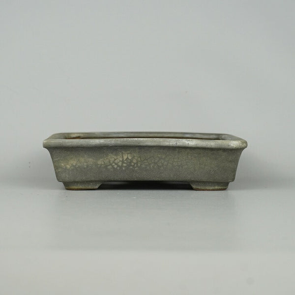 中古盆栽鉢 遊見 小型 長辺 約15cm 長方鉢 外縁 撫角 釉薬  中古鉢 n1198407231