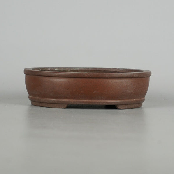 中古 盆栽鉢 常滑 柴勝 小型 長辺 約 12.8cm 楕円鉢 縁付 下帯 泥物  中古鉢 n1198413310