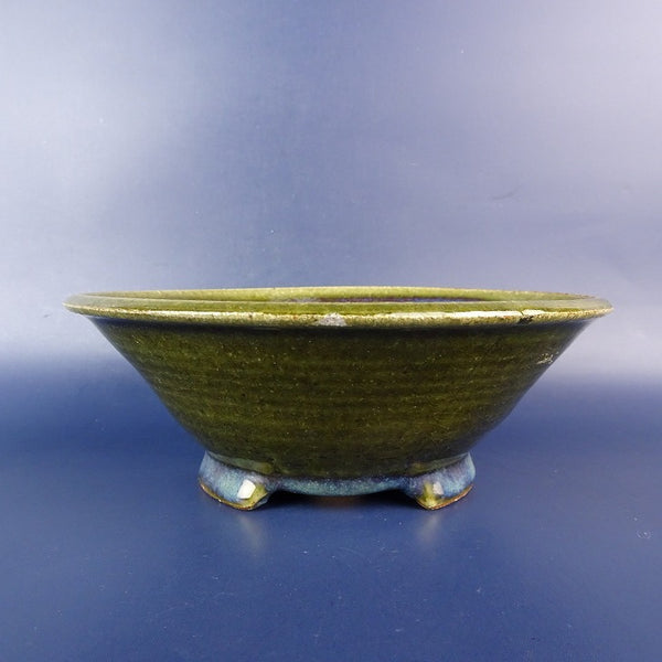 中古盆栽鉢 憲窯 小型 長辺 約 16.7cm 丸鉢 釉薬  中古鉢 p1198418724