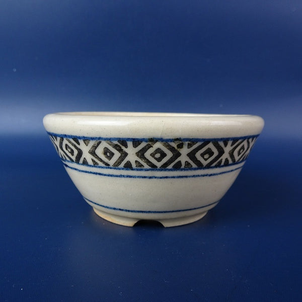 中古盆栽鉢 光山 小型 長辺 約19.3cm 丸鉢 染付 模様 釉薬  中古鉢 g1198423604