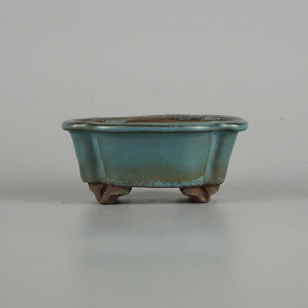 中古 盆栽鉢 無庵 小鉢 長辺 約 8.2cm 木瓜鉢 外縁 釉薬  中古鉢 b1198422163