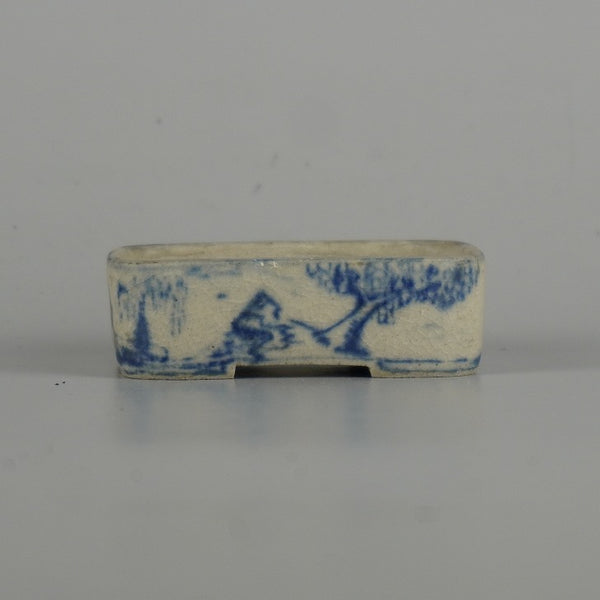 中古 盆栽鉢 無庵 小鉢 長辺 約 6.3cm 長方鉢 山水図 舟 植物 観賞用  中古鉢 r1198406683