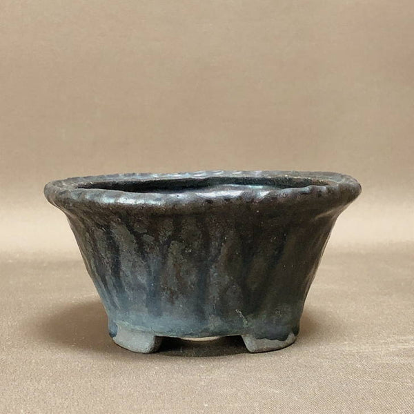 中古 盆栽鉢 裕正 小型 長辺 約11.7cm 丸鉢 釉薬  中古鉢 l1198405896