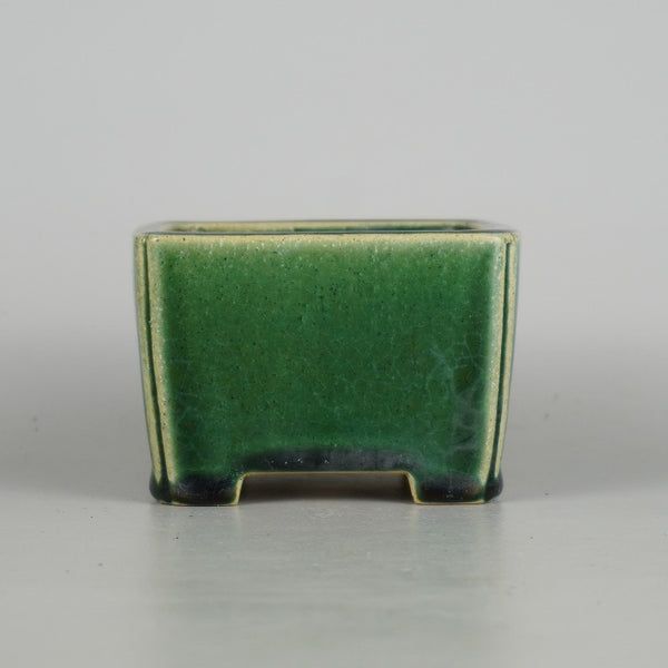 中古盆栽鉢 柴勝 小型 長辺 約 10cm 正方鉢 隅入 釉薬  中古鉢 1198400998