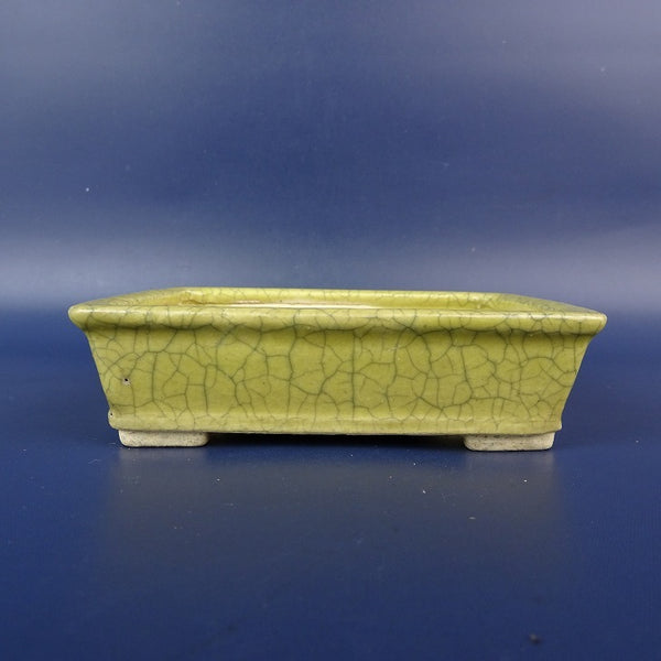 中古盆栽鉢 権山 小型 長辺 約11cm 長方鉢 外縁 貫入 釉薬  中古鉢 x1198414618