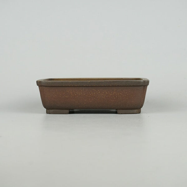 中古盆栽鉢 柴勝 小型 長辺 約14.2cm 長方鉢 隅入 泥物  中古鉢 m1198412458