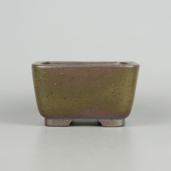 中古盆栽鉢 柴勝 小型 長辺 約10.3cm 正方鉢 泥物  中古鉢 g1198419274