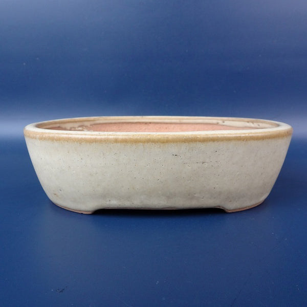 中古盆栽鉢 常滑 山房 小型 長辺 約16cm 楕円鉢 白釉 釉薬  中古鉢 d1198425315