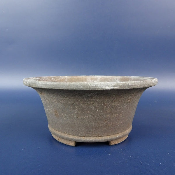 中古盆栽鉢 渓翠 小鉢 長辺 約 9.2cm 丸鉢 外縁 下帯 泥鉢  中古鉢 t1198411371