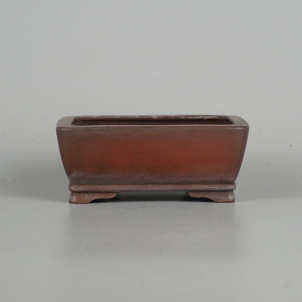 中古 盆栽鉢 美芸造 小型 長辺 約10cm 長方鉢 下帯 泥物  中古鉢 m1198403998