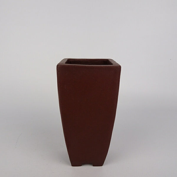 中古盆栽鉢 落款あり 小型 高さ 約12cm 正方鉢 泥物  中古鉢 k1198407189