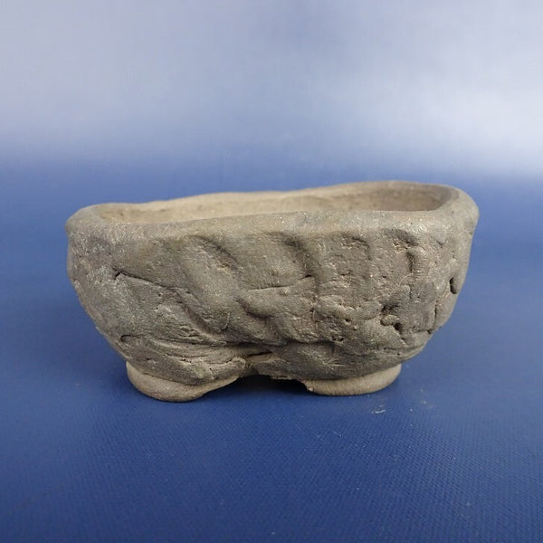 中古盆栽鉢 落款あり 小鉢 長辺 約5.5cm 楕円鉢 泥鉢  中古鉢 w1198411320