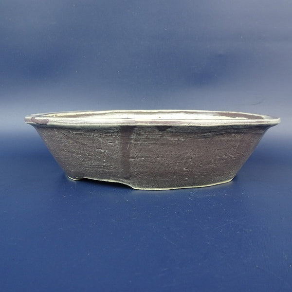 中古盆栽鉢 富 小型 長辺 約18cm 楕円鉢 外縁 釉薬  中古鉢 g1198419670