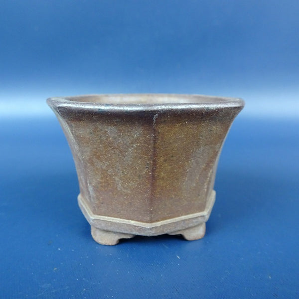 中古盆栽鉢 落款あり 小鉢 長辺 約5.4cm 八角鉢 外縁 泥鉢  中古鉢 b1198423310
