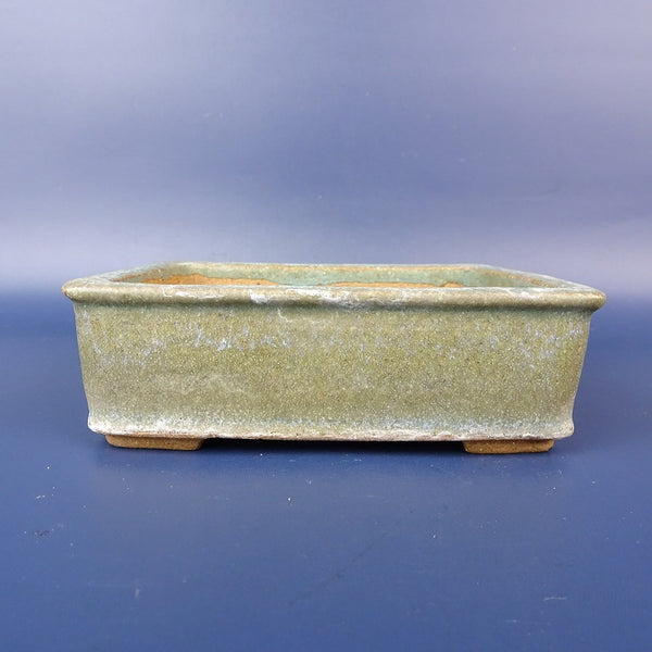 中古盆栽鉢 落款あり 小型 長辺 約12cm 長方鉢 外縁 下帯 釉薬  中古鉢 k1198413212