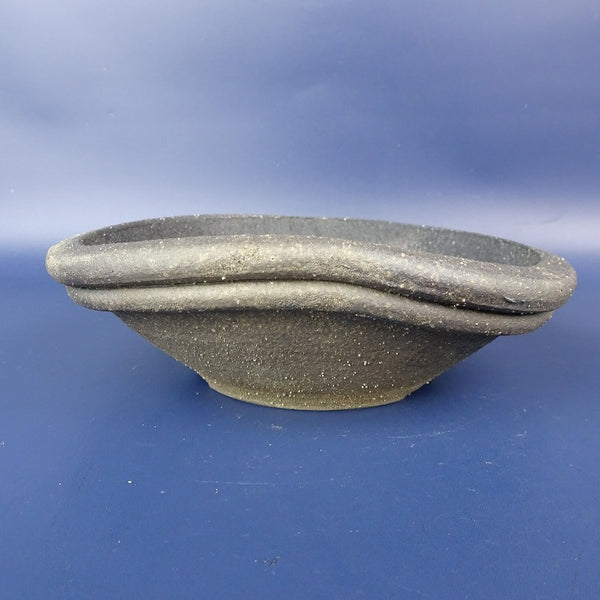 中古盆栽鉢 落款あり 小型 長辺 約16cm 変形 丸鉢 泥鉢  中古鉢 p1198411895