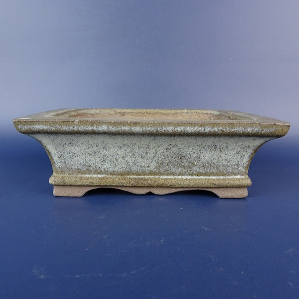 中古盆栽鉢 落款あり 小型 長辺 約14.5cm 長方鉢 外縁 釉薬  中古鉢 f1198411024