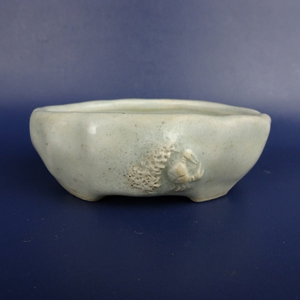 中古盆栽鉢 喜美子 小鉢 長辺 約9cm 楕円鉢 蟹 かに  中古鉢 e1198410480