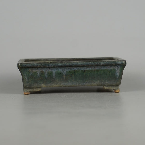 中古 盆栽鉢 御蔵山 小型 長辺 約 12.5cm 長方鉢 縁付 釉薬  中古鉢 s1198418556