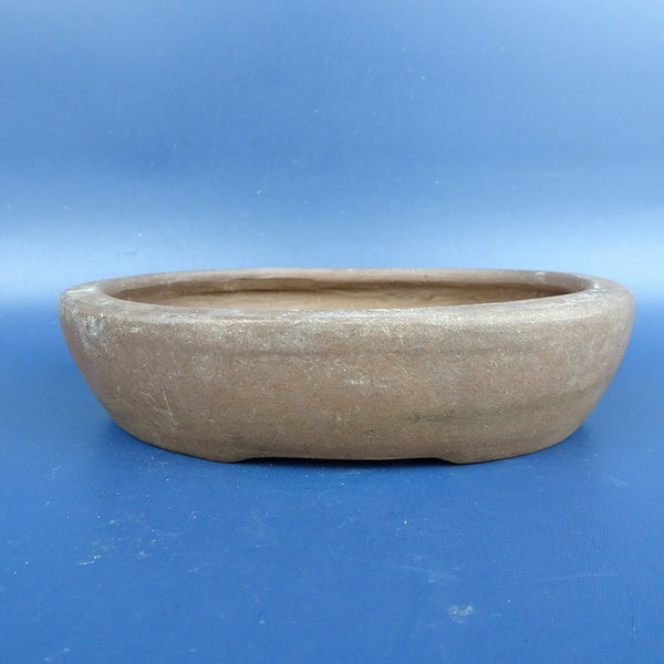 中古盆栽鉢 逸公 小型 長辺 約12.8cm 楕円鉢 泥鉢  中古鉢 k1198409381