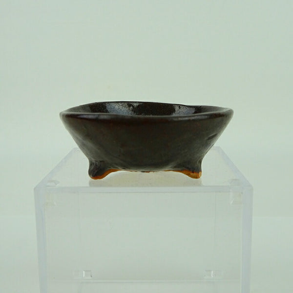 中古盆栽鉢 落款あり 小鉢 長辺 約5.4cm 丸鉢 釉薬  中古鉢 t1198410275