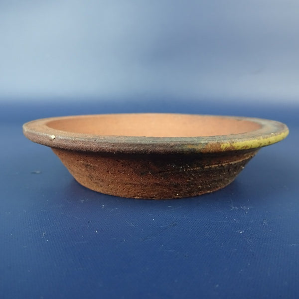 中古盆栽鉢 落款あり 小鉢 長辺 約8.8cm 丸鉢 外縁 泥鉢  中古鉢 r1198404585