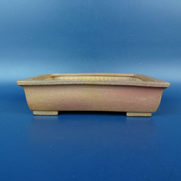 中古盆栽鉢 落款あり 小型 長辺 約12.7cm 長方鉢 外縁 泥鉢  中古鉢 o1198422232